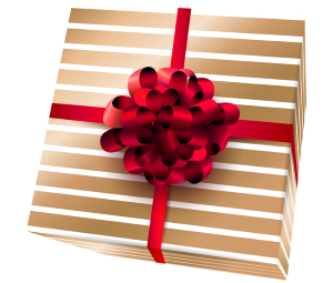 a gold stripe gift box